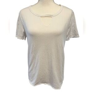 Michael Stars Women’s White Cutout Neckline Short Sleeve T-Shirt Size OS